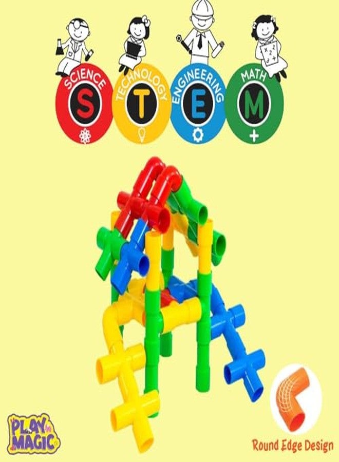 PlayMagic STEM Learning 50 Pcs Pipe Tube Toy with Wheels Pipes Joints, Tube Locks Construction Building Blocks, Educational Building Learning Toys Safe for All Ages Kids Boys Girls - Image 4